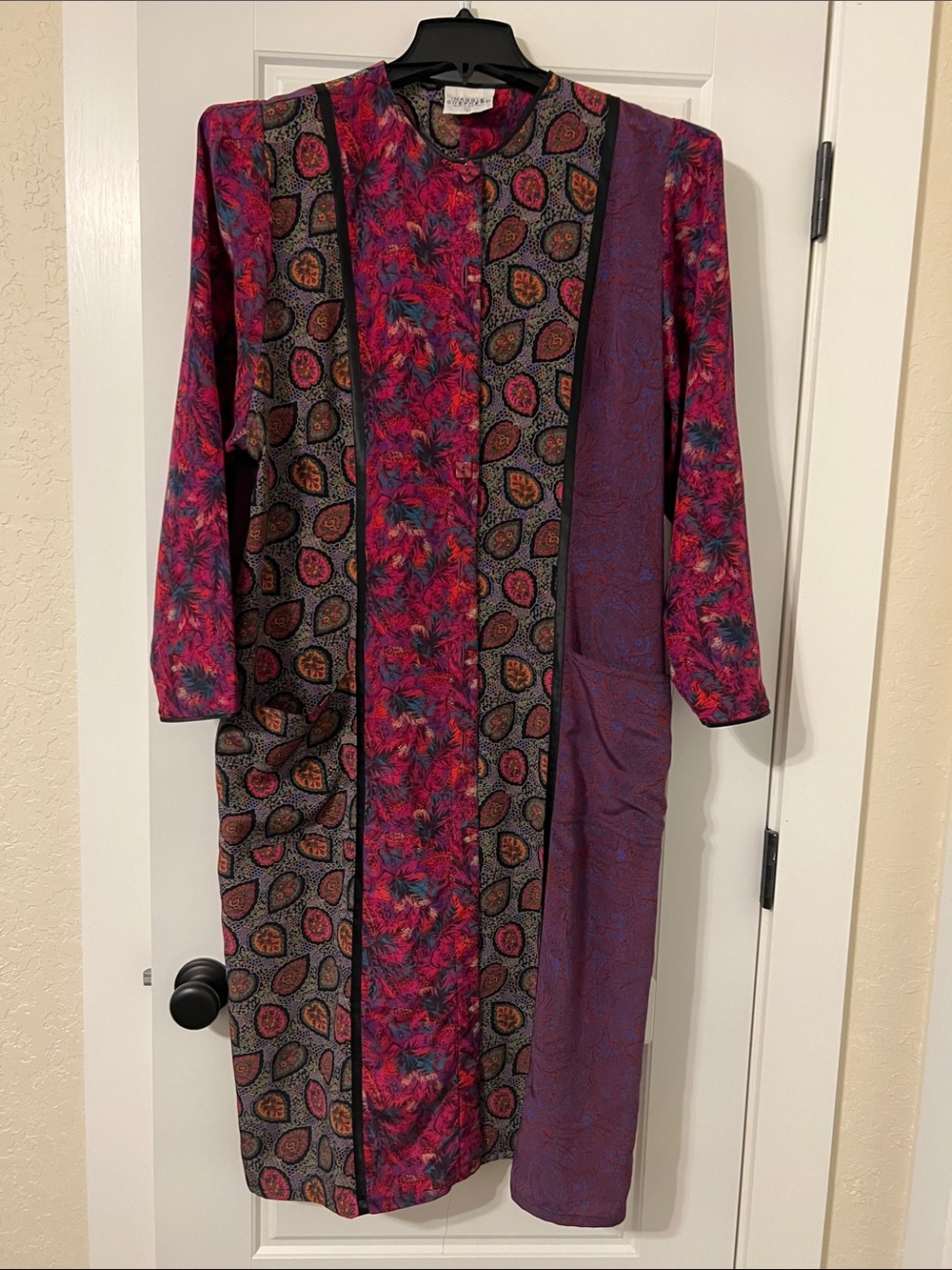 Women's Vintage Purple Patchwork Midi Dress/Kimono